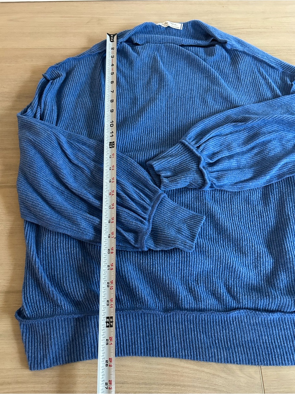 Free People We the Free Blue Long Sleeve Hacci Top - Picture 3 of 8